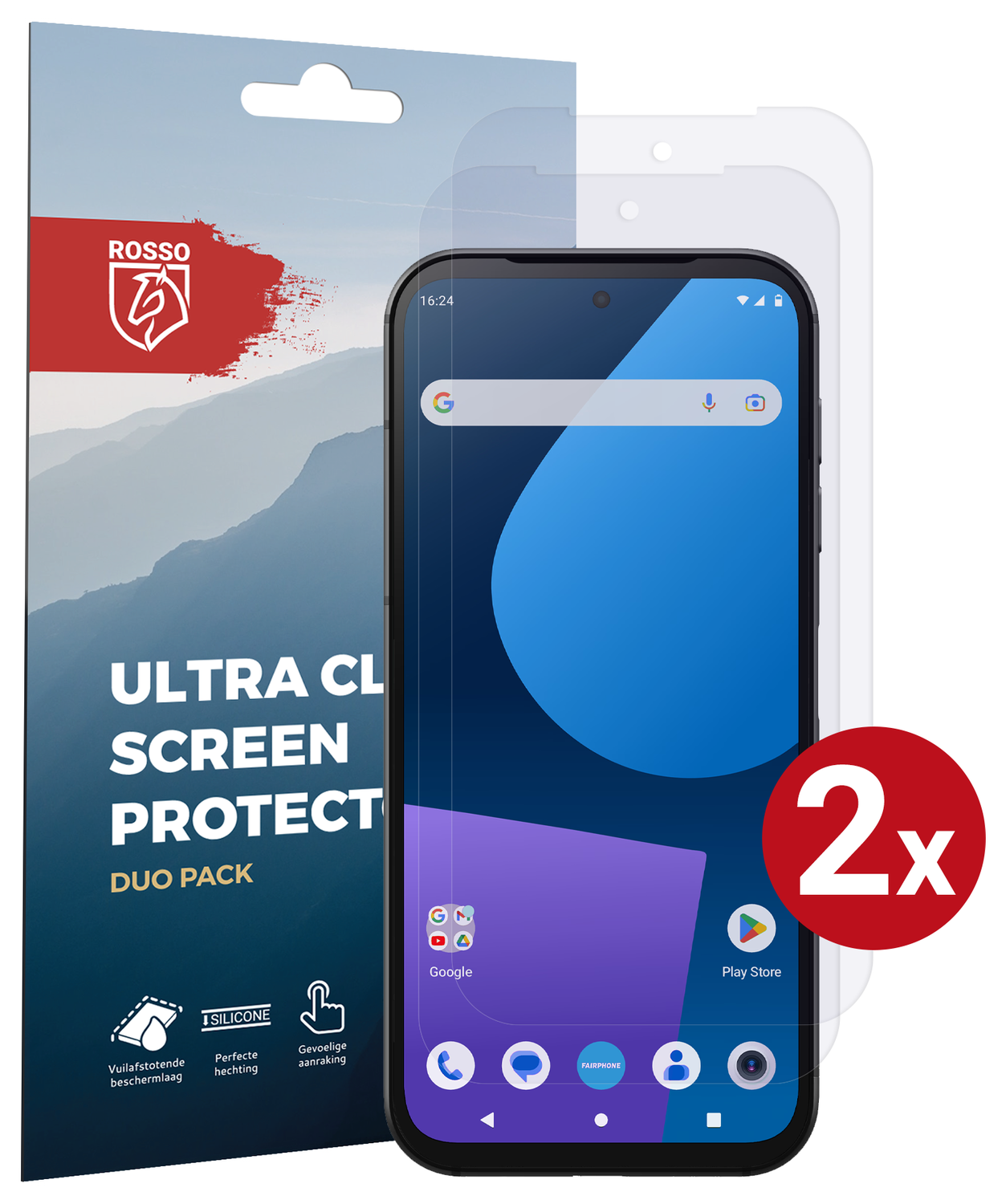Rosso FairPhone 5 Screen Protector Case Friendly Folie Duo Pack afbeelding 1