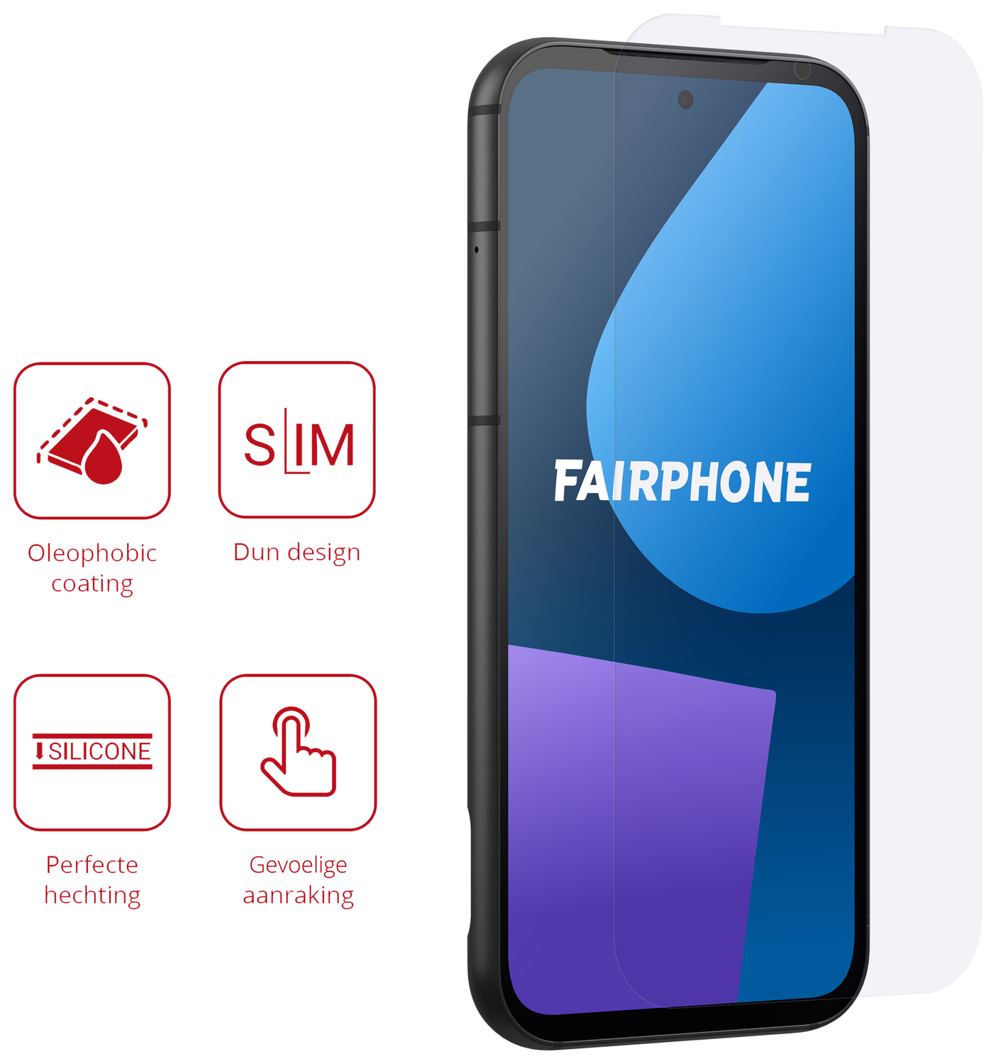 Rosso FairPhone 5 Screen Protector Case Friendly Folie Duo Pack afbeelding 2