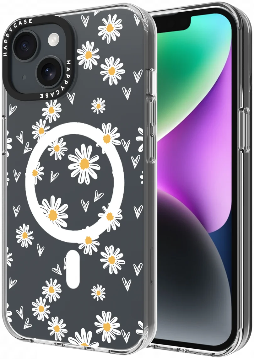HappyCase Joy Apple iPhone 14 / 13 Hoesje MagSafe Back Cover Daisy Hearts afbeelding 1