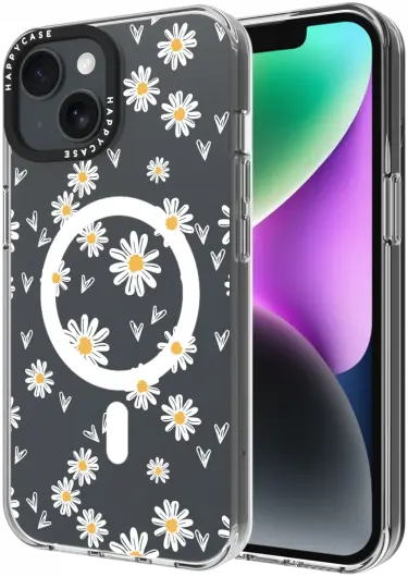 HappyCase Joy Apple iPhone 14 / 13 Hoesje MagSafe Back Cover Daisy Hearts afbeelding 1