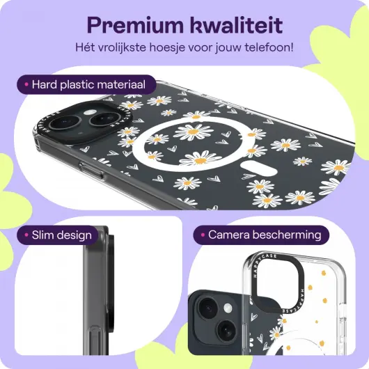 HappyCase Joy Apple iPhone 14 / 13 Hoesje MagSafe Back Cover Daisy Hearts afbeelding 3