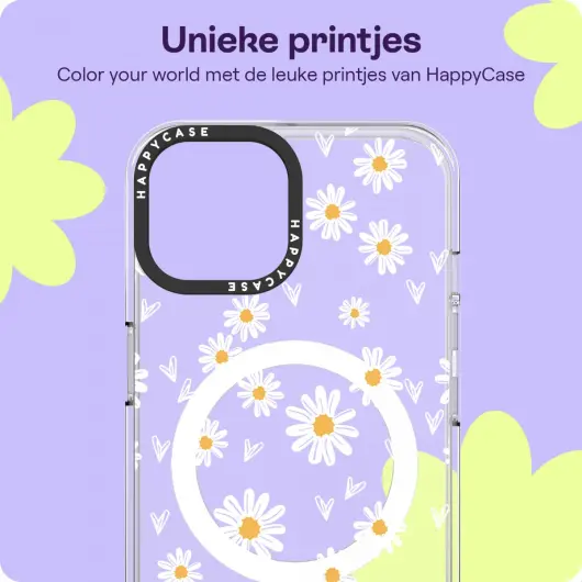 HappyCase Joy Apple iPhone 14 / 13 Hoesje MagSafe Back Cover Daisy Hearts afbeelding 4