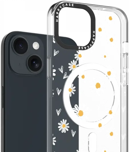 HappyCase Joy Apple iPhone 14 / 13 Hoesje MagSafe Back Cover Daisy Hearts afbeelding 2