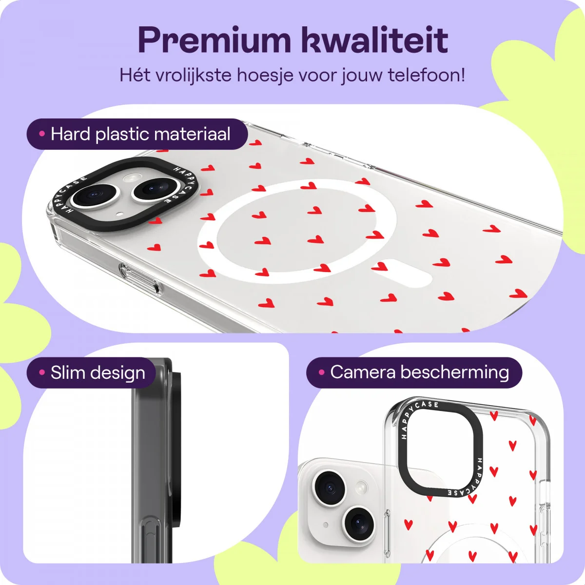 HappyCase Joy Apple iPhone 14 / 13 Hoesje MagSafe Back Cover Love Hearts afbeelding 3