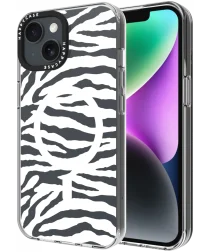 HappyCase Joy Apple iPhone 14 / 13 Hoesje MagSafe Back Cover Silver Zebra