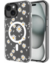 HappyCase Joy Apple iPhone 15 Hoesje MagSafe Back Cover Daisy Hearts