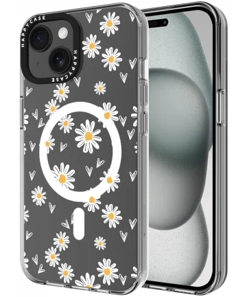 HappyCase Joy Apple iPhone 15 Hoesje MagSafe Back Cover Daisy Hearts Hoesjes