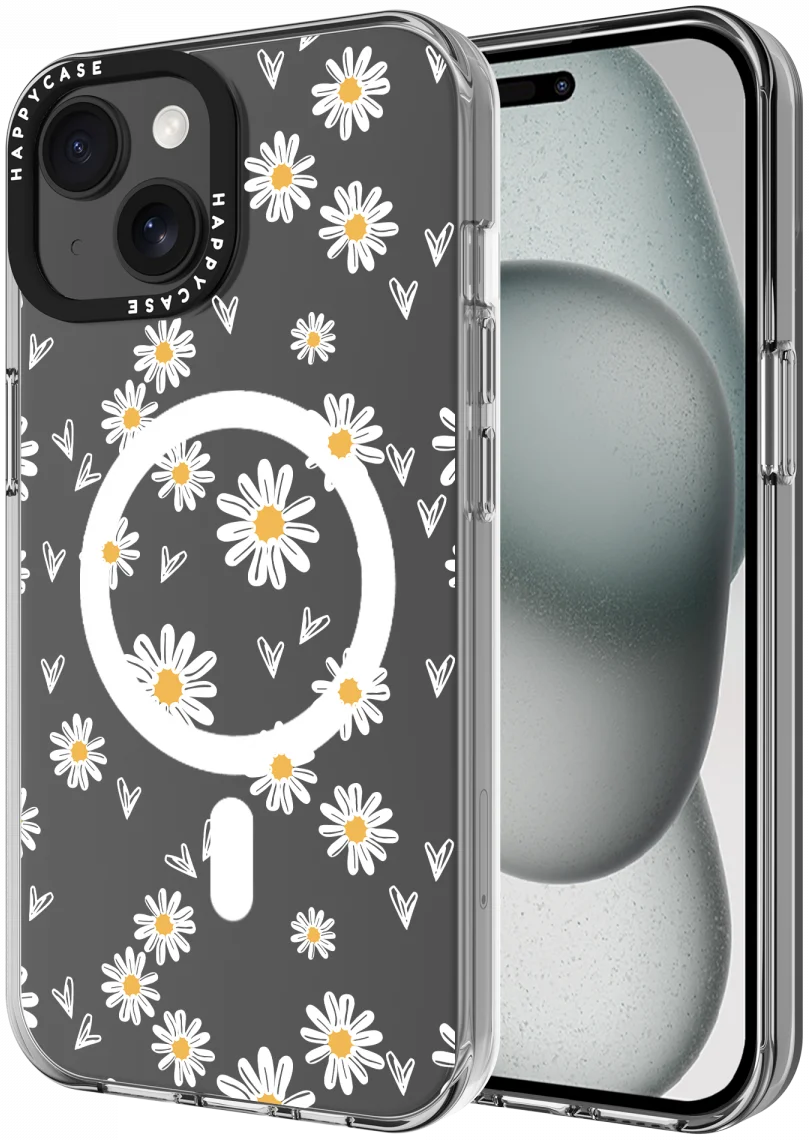 HappyCase Joy Apple iPhone 15 Hoesje MagSafe Back Cover Daisy Hearts afbeelding 1
