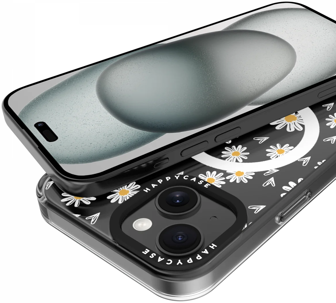 HappyCase Joy Apple iPhone 15 Hoesje MagSafe Back Cover Daisy Hearts afbeelding 11