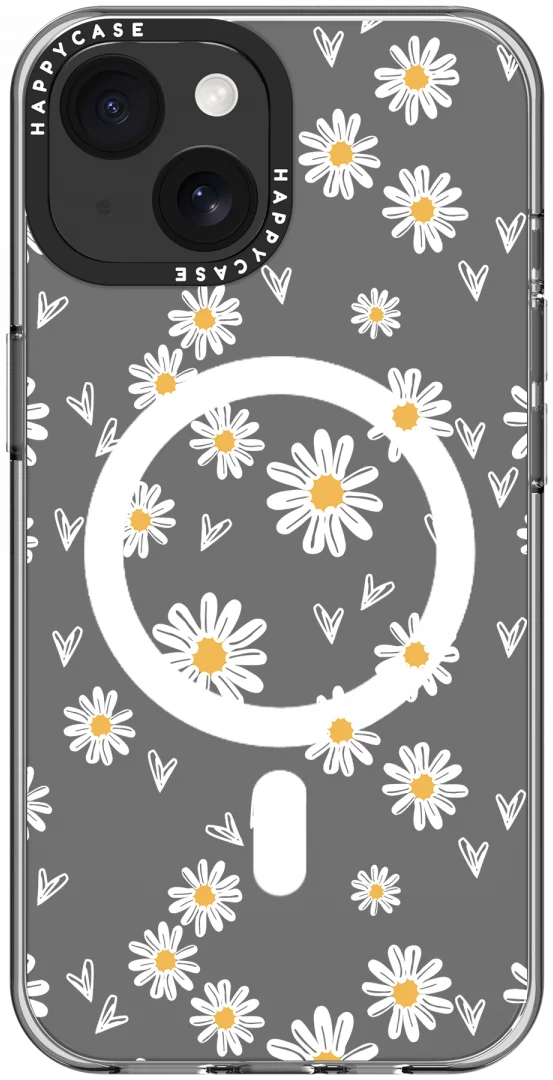 HappyCase Joy Apple iPhone 15 Hoesje MagSafe Back Cover Daisy Hearts afbeelding 14