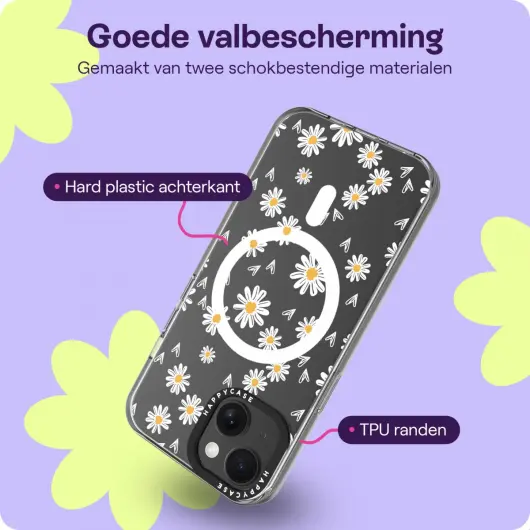HappyCase Joy Apple iPhone 15 Hoesje MagSafe Back Cover Daisy Hearts afbeelding 6