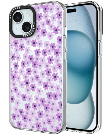 HappyCase Joy Apple iPhone 15 Hoesje MagSafe Back Cover Purple Floral Hoesjes