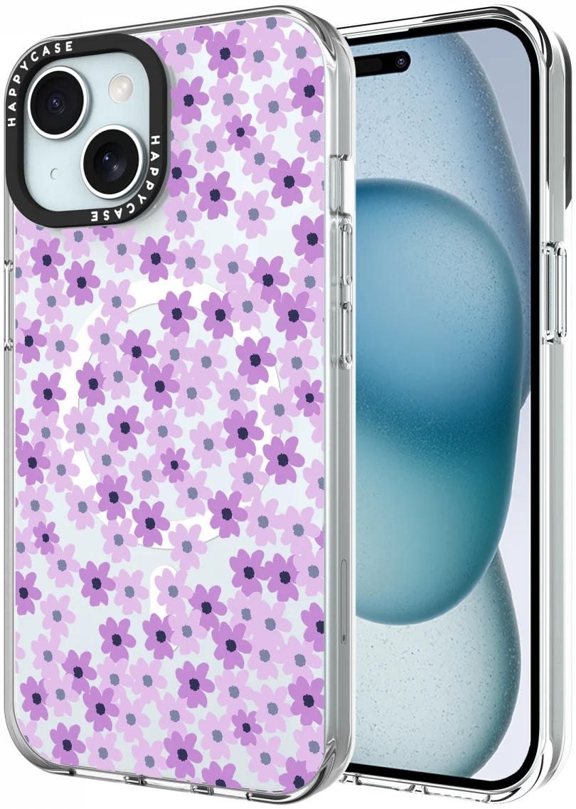 HappyCase Joy Apple iPhone 15 Hoesje MagSafe Back Cover Purple Floral afbeelding 1