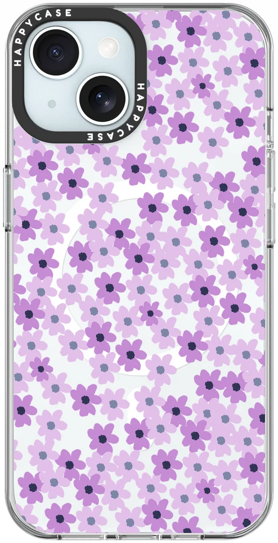 HappyCase Joy Apple iPhone 15 Hoesje MagSafe Back Cover Purple Floral afbeelding 14