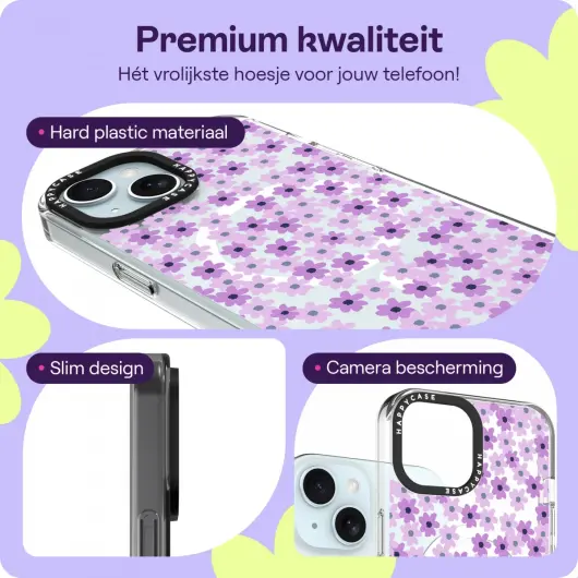 HappyCase Joy Apple iPhone 15 Hoesje MagSafe Back Cover Purple Floral afbeelding 3