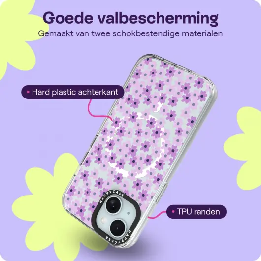 HappyCase Joy Apple iPhone 15 Hoesje MagSafe Back Cover Purple Floral afbeelding 6