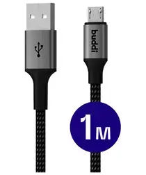 Buddi Flex USB-A naar Micro-USB Kabel 12W Fast Charge 1M Zwart afbeelding