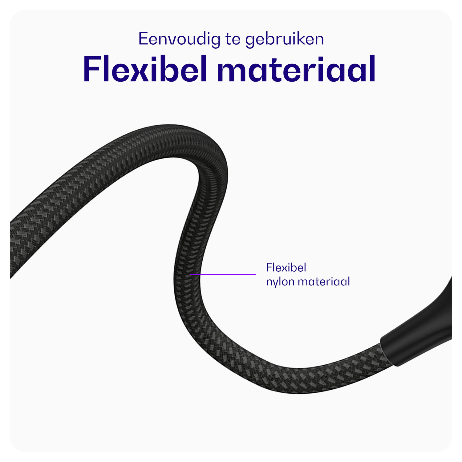 Buddi Flex USB-A naar Micro-USB Kabel 12W Fast Charge 2M Zwart afbeelding 3