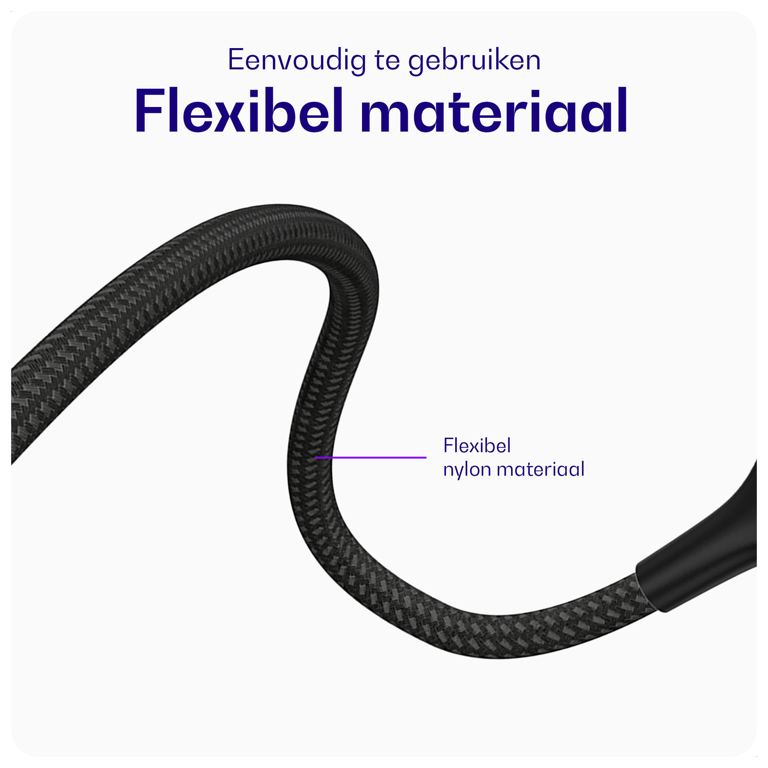Buddi Flex USB-A naar Lightning Krulsnoer Kabel 12W Fast Charge 1M Zwart afbeelding 7