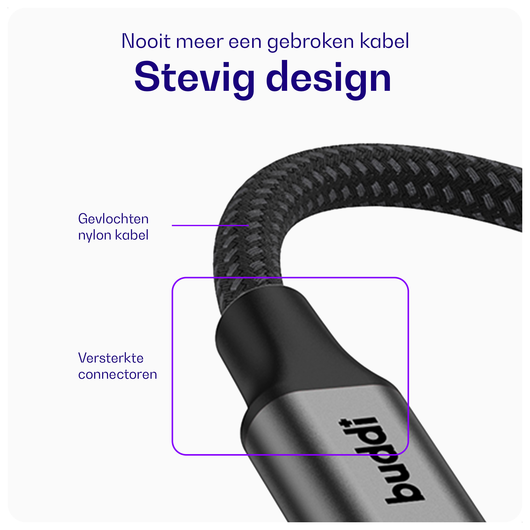 Buddi Flex USB-A naar Lightning Krulsnoer Kabel 12W Fast Charge 1M Zwart afbeelding 8