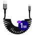 Buddi Flex USB-A naar Lightning Krulsnoer Kabel 12W Fast Charge 1M Zwart afbeelding 1