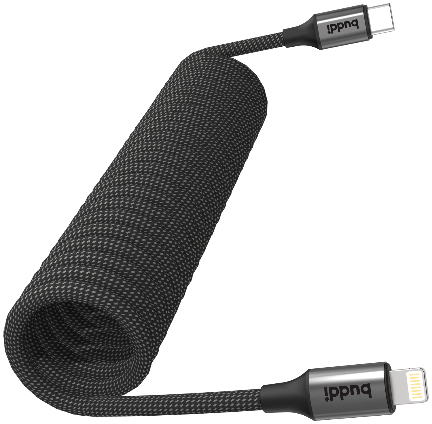 Buddi Flex USB-C naar Lightning Krulsnoer Kabel 12W Fast Charge 1M Zwart afbeelding 12