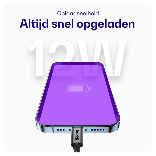 Buddi Flex USB-C naar Lightning Krulsnoer Kabel 12W Fast Charge 1M Zwart afbeelding 6