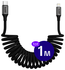 Buddi Flex USB-C naar Lightning Krulsnoer Kabel 12W Fast Charge 1M Zwart afbeelding 1