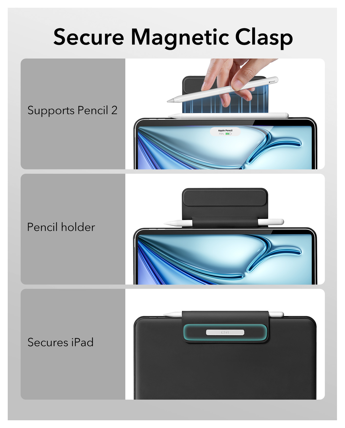 ESR Rebound iPad Air 11 (24/25)/Air 10.9/Pro 11 (22-18) Toetsenbord Hoes afbeelding 8
