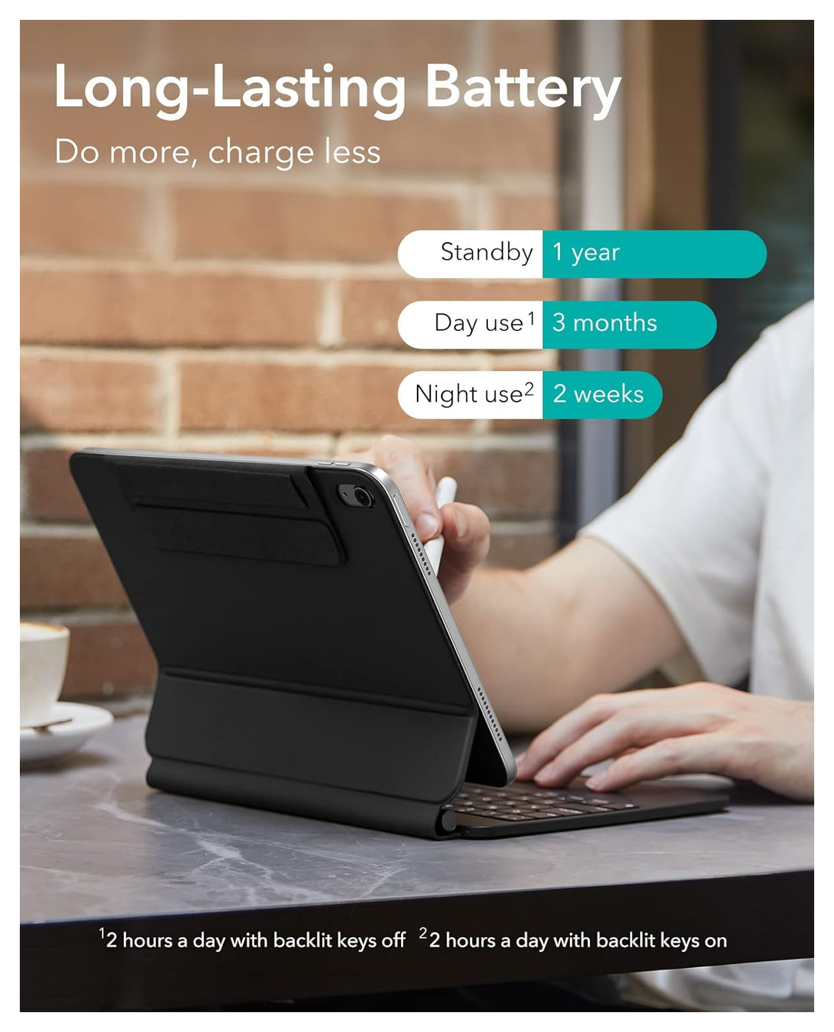 ESR Rebound Magnetic Keyboard iPad 11 (2025)/10.9 (2022) Toetsenbord Hoes Zwart afbeelding 3