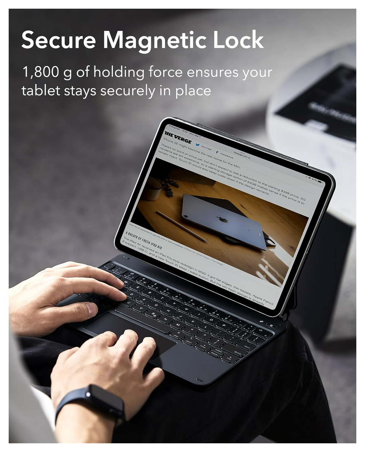 ESR Rebound Magnetic Keyboard iPad 11 (2025)/10.9 (2022) Toetsenbord Hoes Zwart afbeelding 4