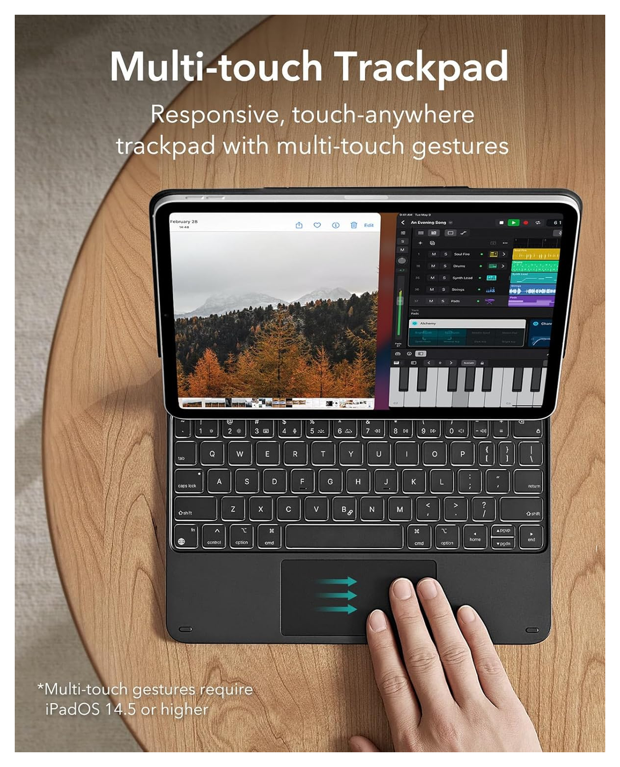 ESR Rebound Magnetic Keyboard iPad 11 (2025)/10.9 (2022) Toetsenbord Hoes Zwart afbeelding 2