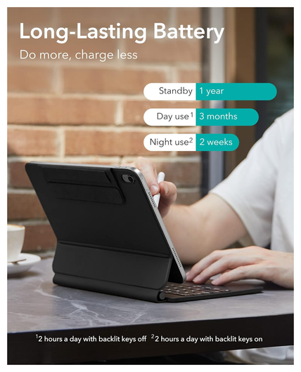 ESR Rebound Magnetic Keyboard iPad 11 (2025)/10.9 (2022) Toetsenbord Hoes Zwart afbeelding 3