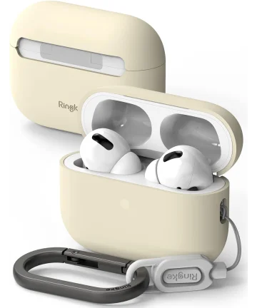 Ringke Case Apple AirPods Pro 1 / 2 Hoesje Siliconen Beige Hoesjes