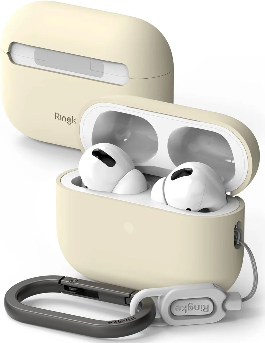 Ringke Case Apple AirPods Pro 1 / 2 Hoesje Siliconen Beige afbeelding 1