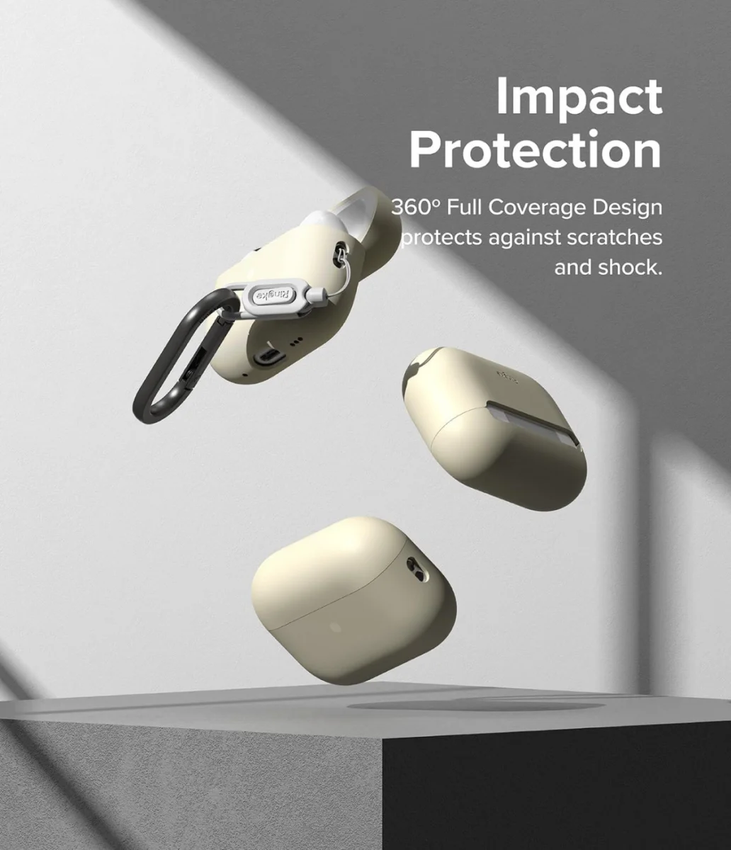 Ringke Case Apple AirPods Pro 1 / 2 Hoesje Siliconen Beige afbeelding 5