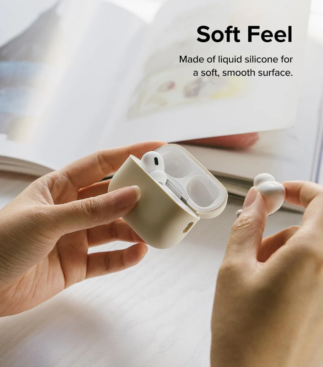 Ringke Case Apple AirPods Pro 1 / 2 Hoesje Siliconen Beige afbeelding 7