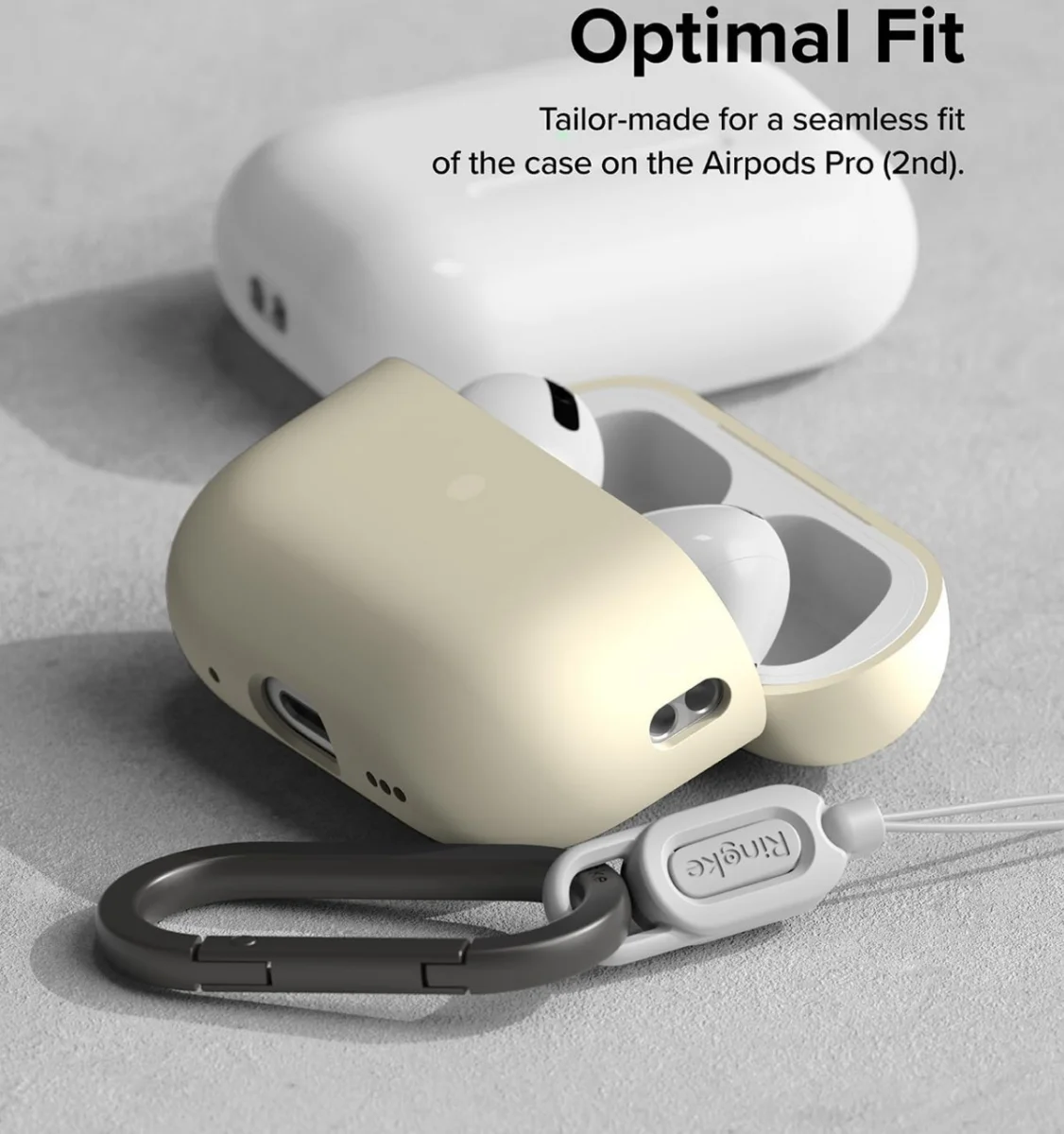 Ringke Case Apple AirPods Pro 1 / 2 Hoesje Siliconen Beige afbeelding 8