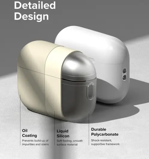 Ringke Case Apple AirPods Pro 1 / 2 Hoesje Siliconen Beige afbeelding 3