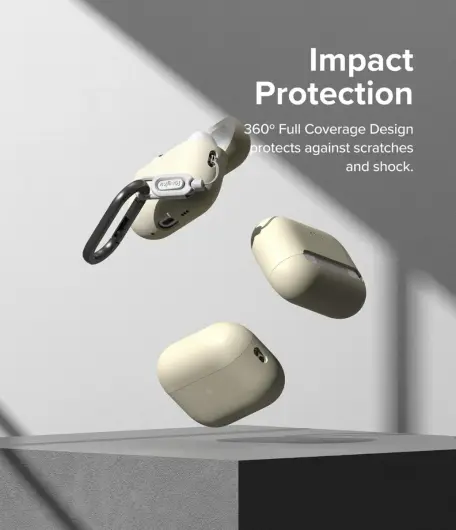 Ringke Case Apple AirPods Pro 1 / 2 Hoesje Siliconen Beige afbeelding 5