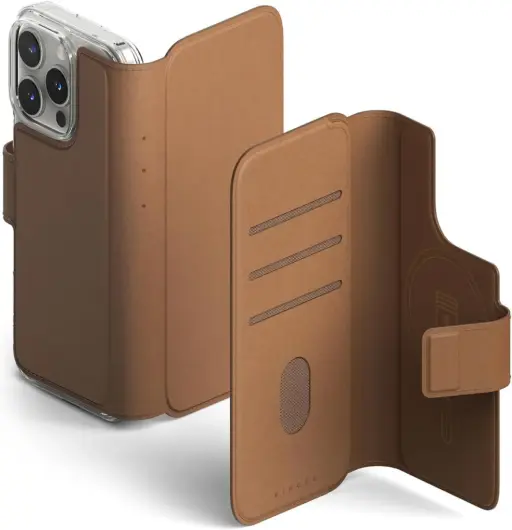 Ringke Apple iPhone 16 / 16 Pro Hoesje Folio Wallet Magnetisch Bruin afbeelding 1