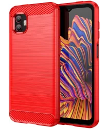 Samsung Galaxy Xcover 6 Pro Hoesje Geborsteld TPU Flexibele Back Cover Rood