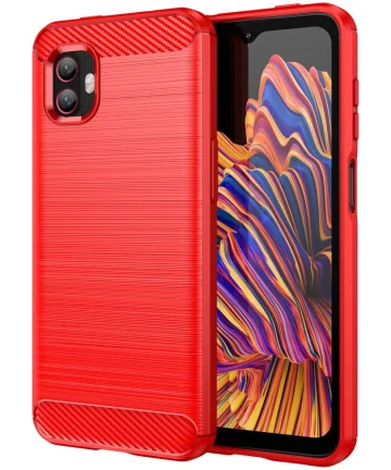 Samsung Galaxy Xcover 6 Pro Hoesje Geborsteld TPU Flexibele Back Cover Rood Hoesjes