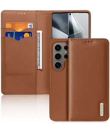 Dux Ducis Hivo Samsung Galaxy S25 Ultra Hoesje RFID Book Case Bruin Hoesjes