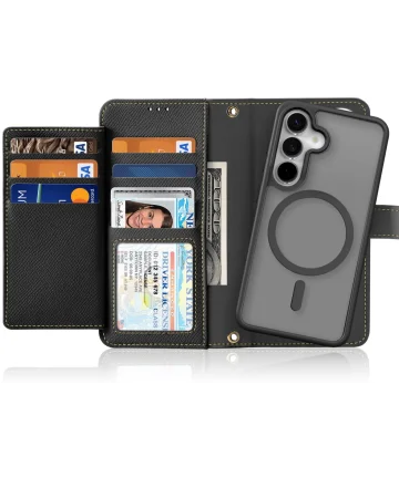 Dux Ducis Lawa Samsung Galaxy S25 Hoesje 2-in-1 Wallet Book Case MagSafe Zwart Hoesjes