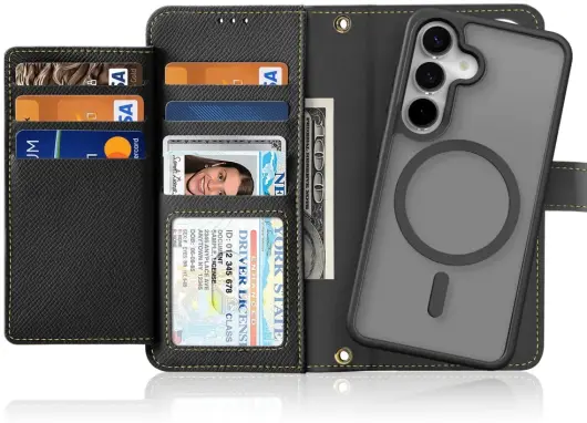 Dux Ducis Lawa Samsung Galaxy S25 Hoesje 2-in-1 Wallet Book Case MagSafe Zwart afbeelding 1