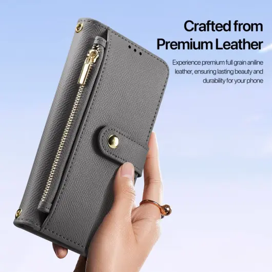 Dux Ducis Lawa Samsung Galaxy S25 Hoesje 2-in-1 Wallet Book Case MagSafe Grijs afbeelding 11