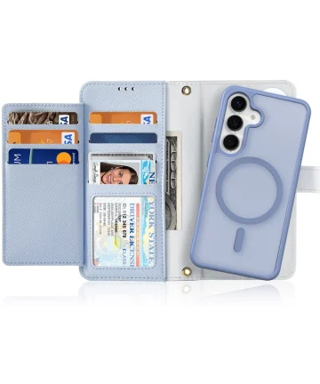 Dux Ducis Lawa Samsung Galaxy S25 Hoesje 2-in-1 Wallet Book Case MagSafe Blauw Hoesjes