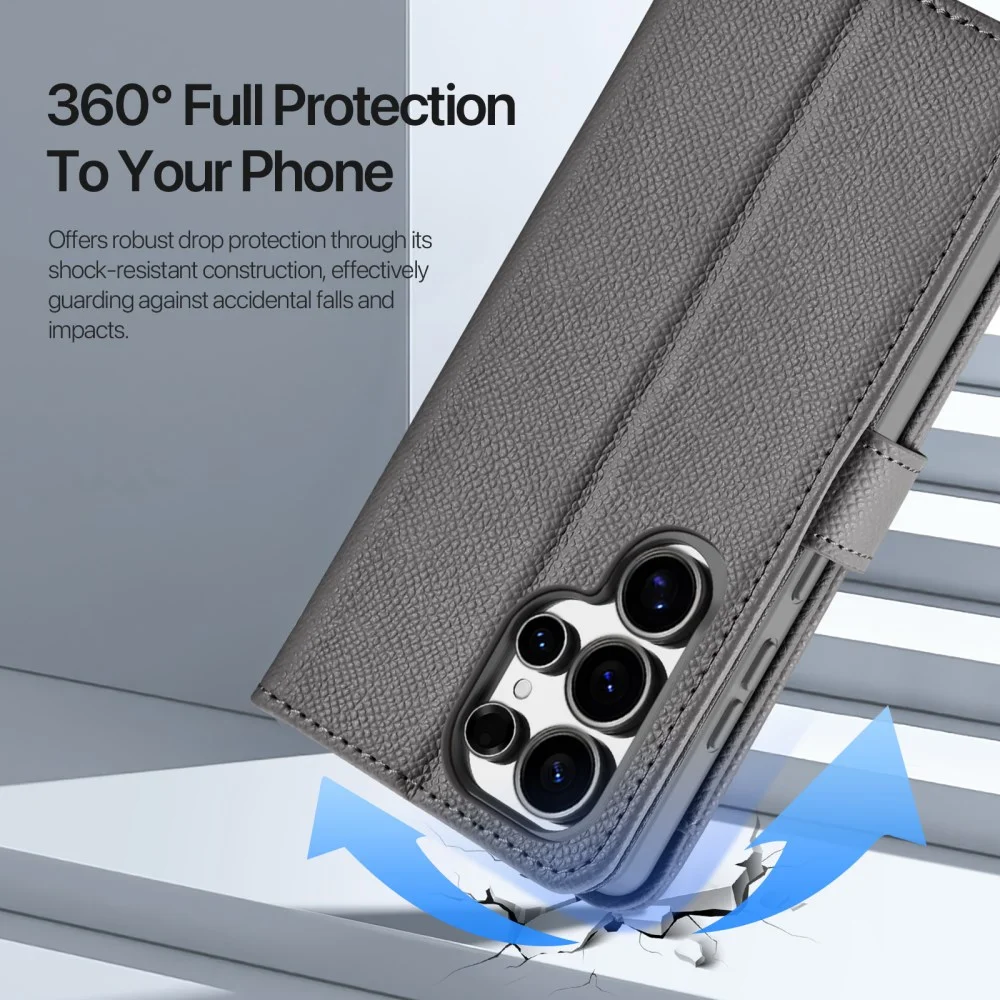 Dux Ducis Lawa Samsung S25 Ultra Hoesje 2-in-1 Wallet Book Case MagSafe Grijs afbeelding 3