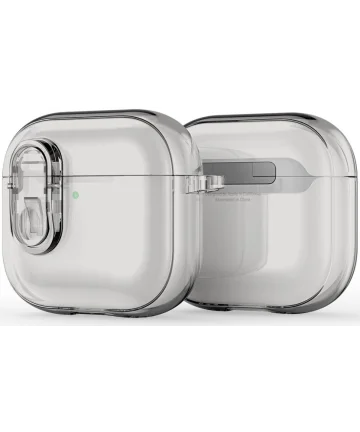 Dux Ducis PECL AirPods 4 Hoesje met Aluminum Haak Transparant Grijs Hoesjes